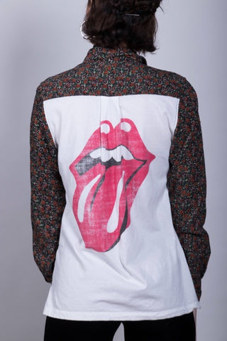 Floral Rolling Stones Tee Flannel